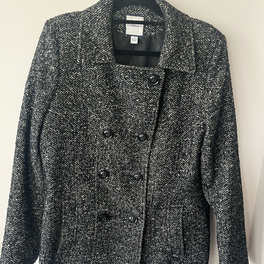 Croft & Barrow Black and White Pea Coat